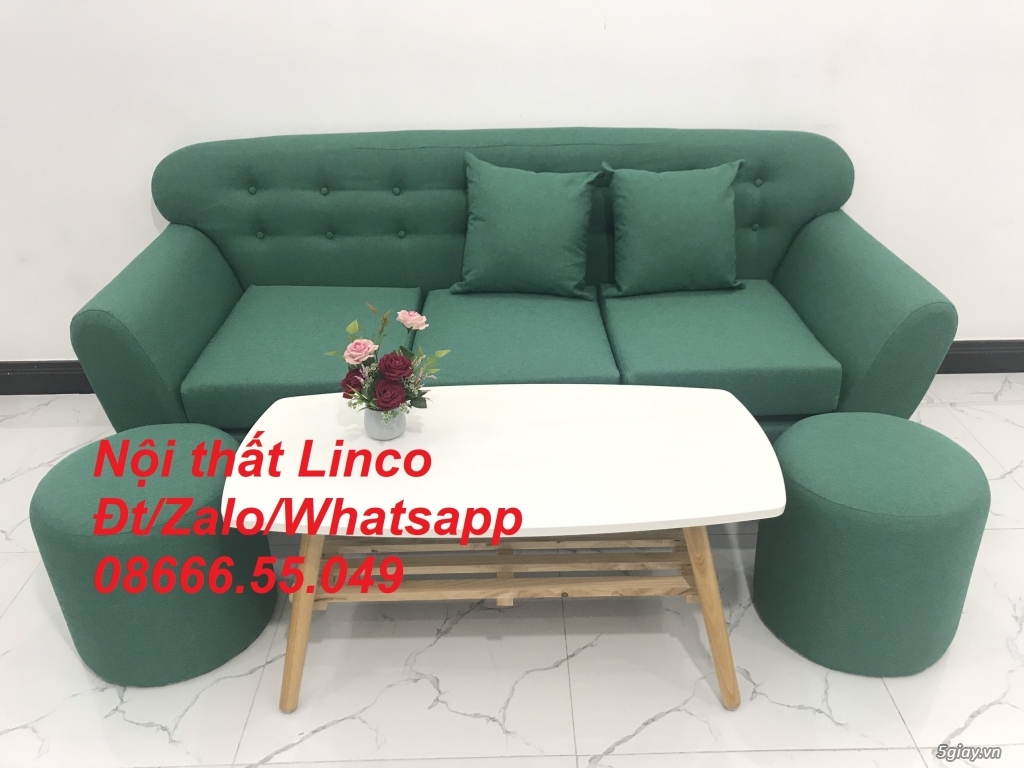 Bộ bàn ghế sofa băng văng màu xanh ngọc rẻ đẹp Nội Thất Pleiku Gia Lai - 2