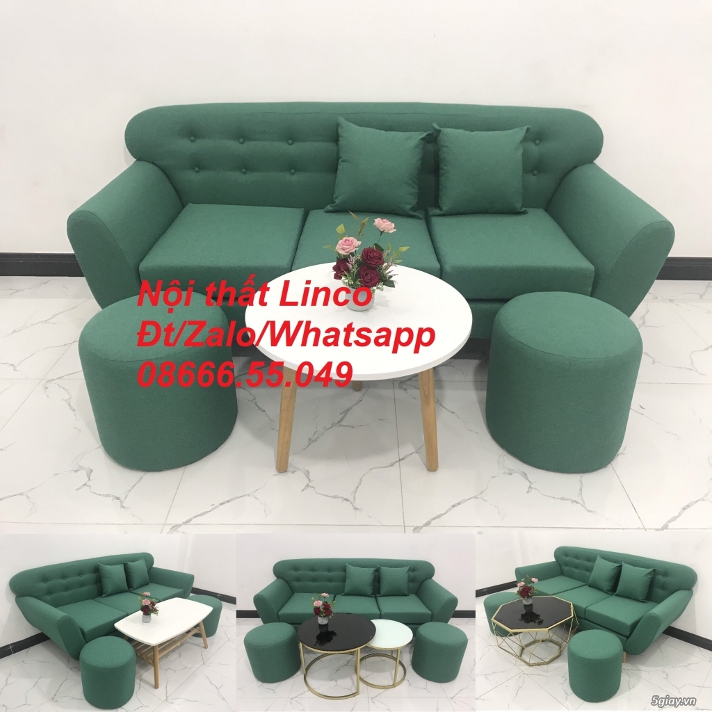 Bộ bàn ghế sofa băng văng màu xanh ngọc rẻ đẹp Nội Thất Pleiku Gia Lai