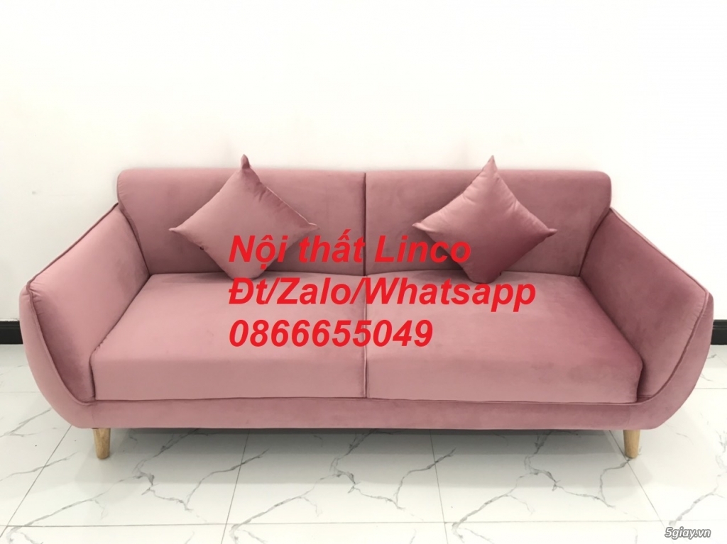 Ghế sofa băng màu hường vải nhung rẻ đẹp nhỏ gọn Nội thất Linco Pleiku - 4
