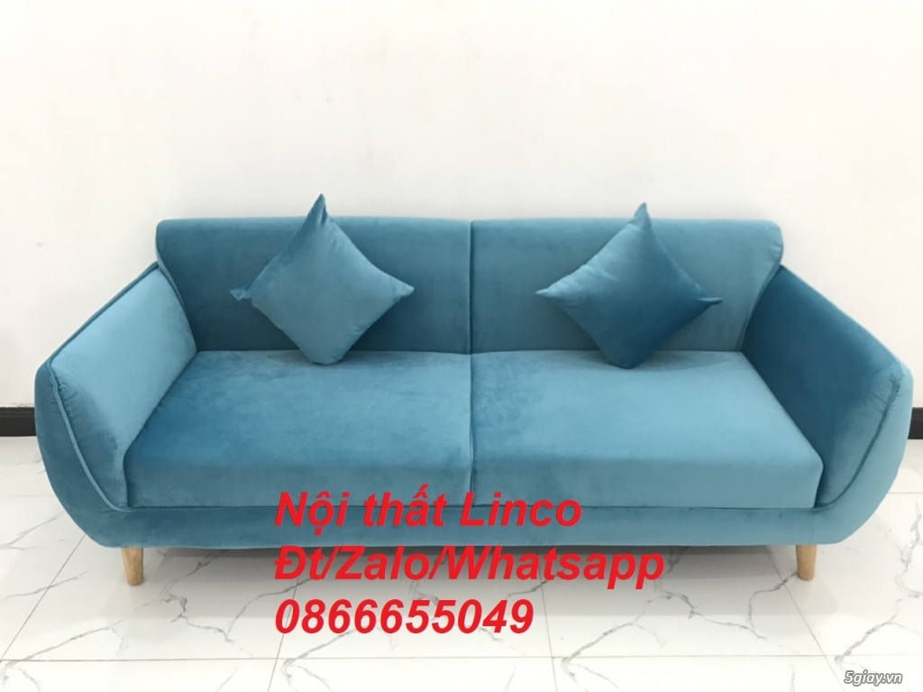 Bộ ghế sofa băng dài màu xanh dương nước biển giá rẻ Nội Thất Gia Lai - 4