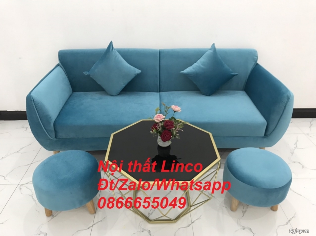 Bộ ghế sofa băng dài màu xanh dương nước biển giá rẻ Nội Thất Gia Lai - 3