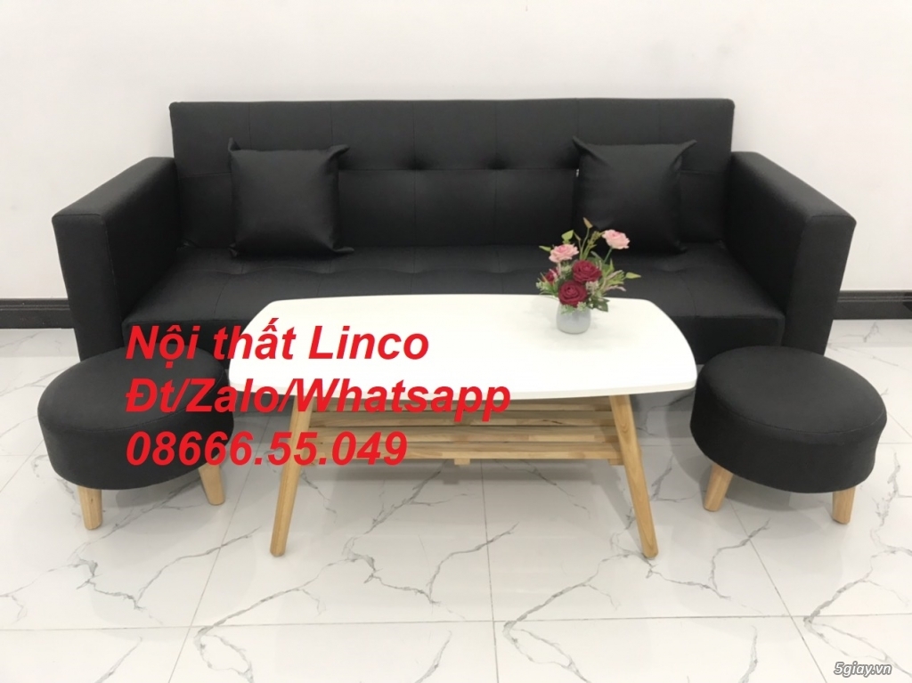 Bộ bàn ghế sofa bed sofa giường simili đen rẻ đẹp ở Nội Thất Quảng Trị - 2