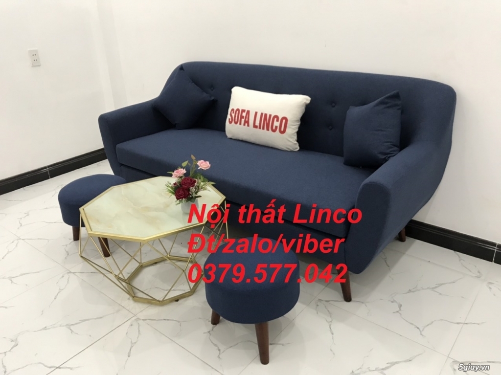 Bộ bàn ghế sopha salon Sofa băng xanh dương đậm đen Linco Đà Nẵng - 1