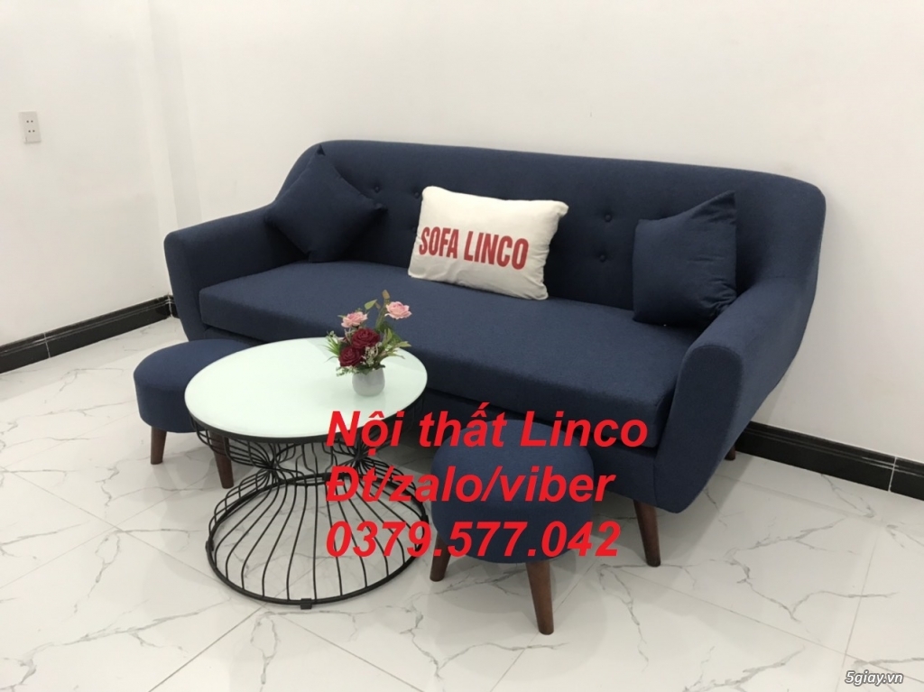 Bộ bàn ghế sopha salon Sofa băng xanh dương đậm đen Linco Đà Nẵng - 5