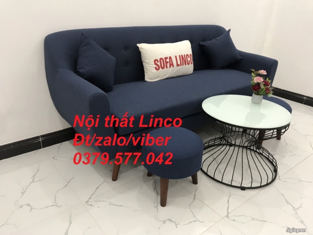 Bộ bàn ghế sopha salon Sofa băng xanh dương đậm đen Linco Lâm Đồng - 3