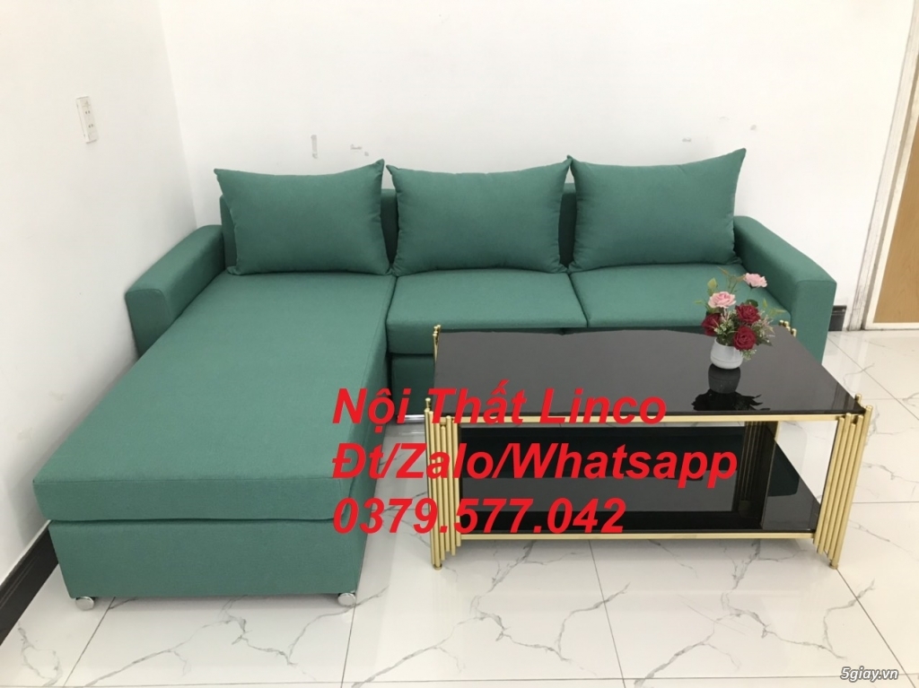 Bộ ghế sofa góc L xanh ngọc lá cây đẹp đơn giản giá rẻ Quảng Nam - 2