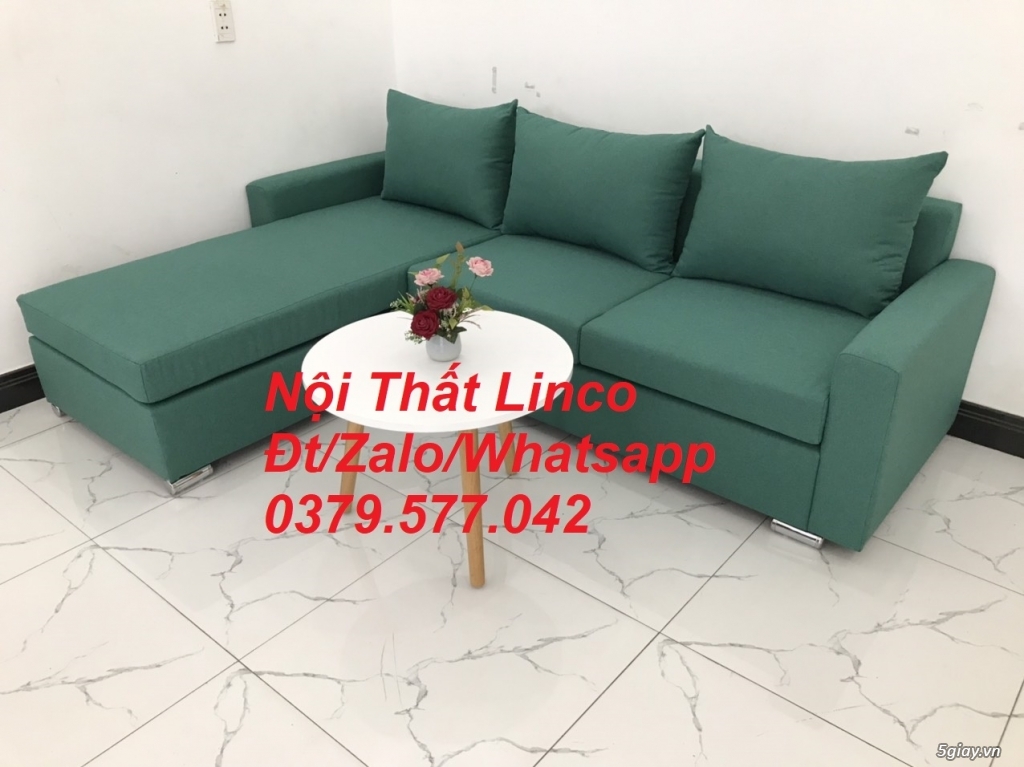 Bộ ghế sofa góc L xanh ngọc lá cây đẹp đơn giản giá rẻ Quảng Nam - 1