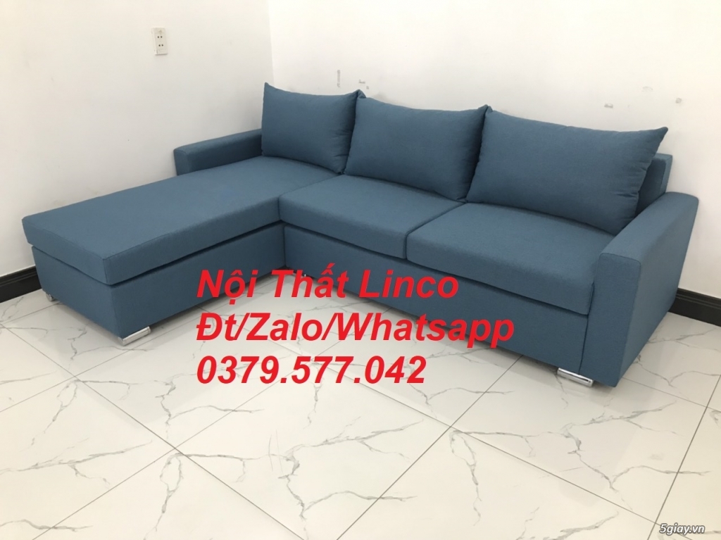 Bộ ghế sofa góc L xanh dương nước biển phòng khách giá rẻ ở Đắk Lắk - 3
