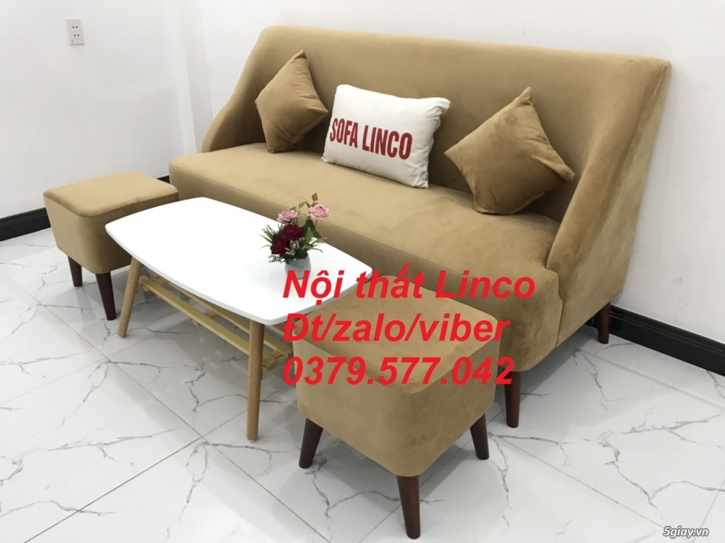 Bộ bàn ghế Sofa salong băng văng dài màu nâu giá rẻ Linco Bình Phước - 3