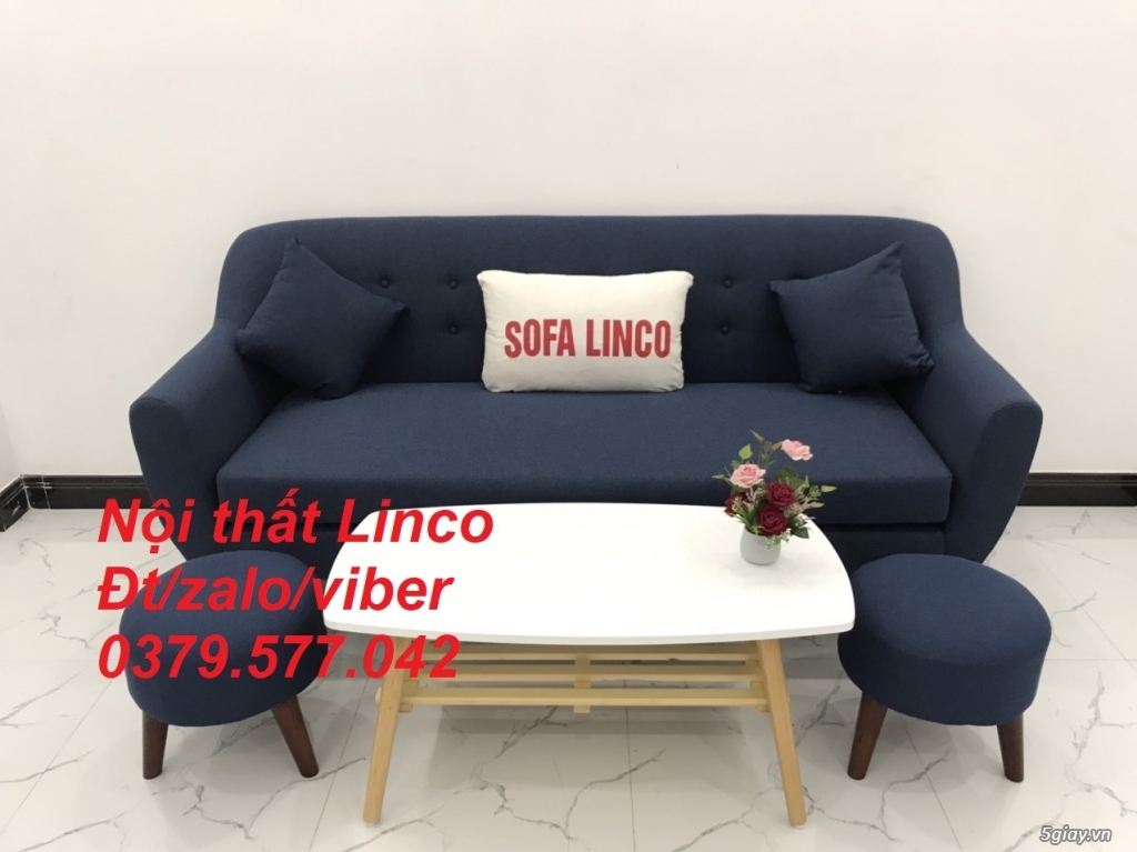 Bộ bàn ghế sopha salon Sofa băng xanh dương đậm đen Linco Lâm Đồng - 4