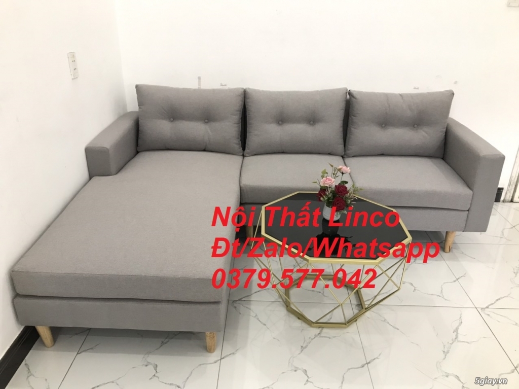 Bộ ghế sofa góc L màu xám ghi trắng, sofa góc giá rẻ nhỏ Linco Đắk Lắk - 5
