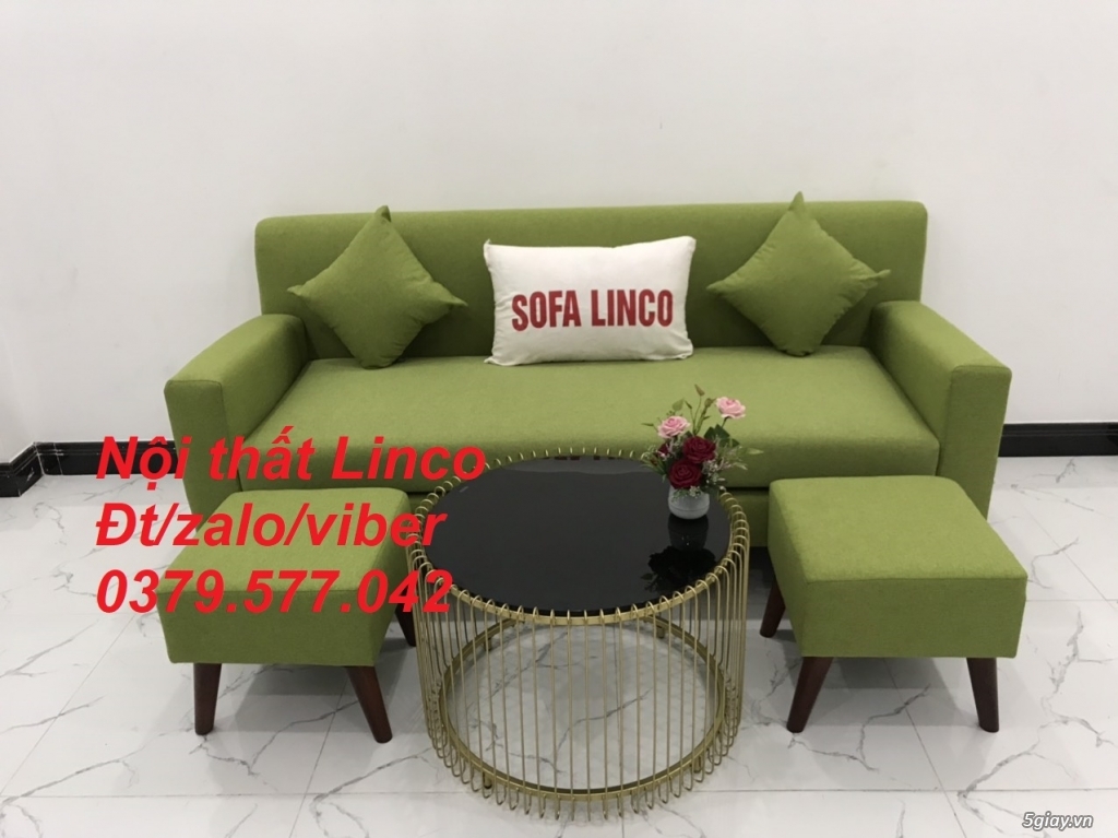 Bộ bàn ghế sopha sofa băng văng xanh lá giá rẻ vải đẹp nhỏ ở Vũng Tàu - 1