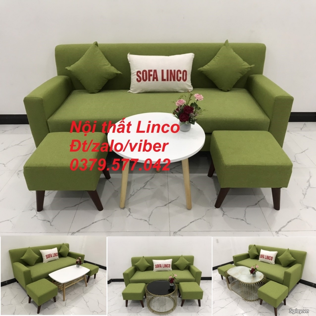 Bộ bàn ghế sopha sofa băng văng xanh lá giá rẻ vải đẹp nhỏ ở Vũng Tàu
