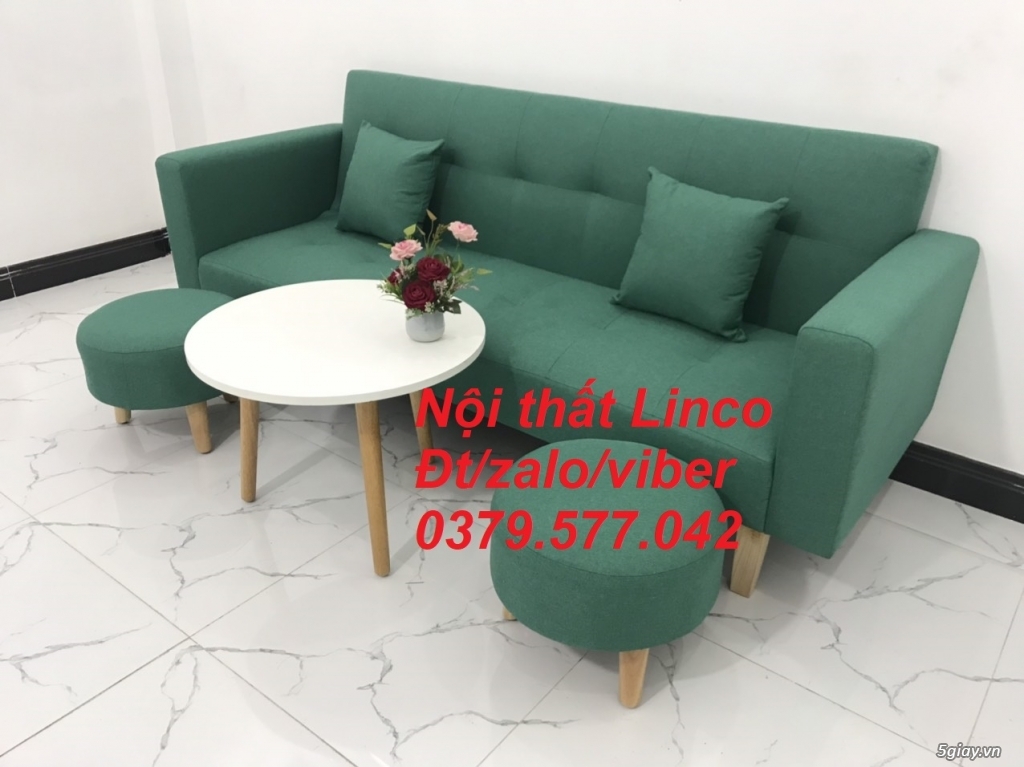 Bộ ghế sofa giường sopha bed (băng) dài 2m xanh ngọc ở Linco Vũng Tàu - 4