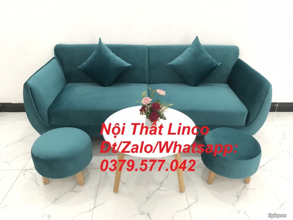 Bộ ghế sofa băng văng 1m9 xanh cổ vịt lá cây hiện đại Linco Lâm Đồng - 2