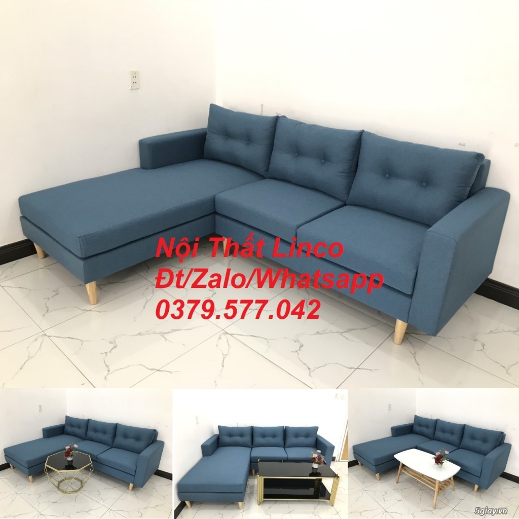 Ghế sofa góc phòng khách Sofa góc L xanh dương giá rẻ Linco Lâm Đồng