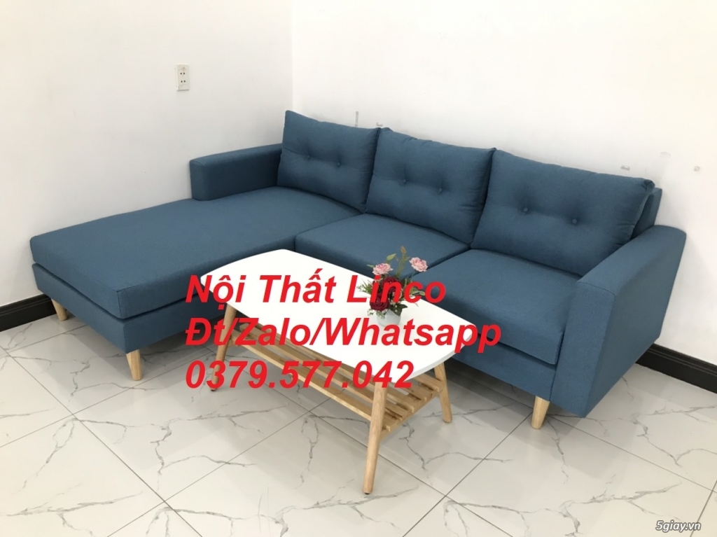 Ghế sofa góc phòng khách Sofa góc L xanh dương giá rẻ Linco Lâm Đồng - 4