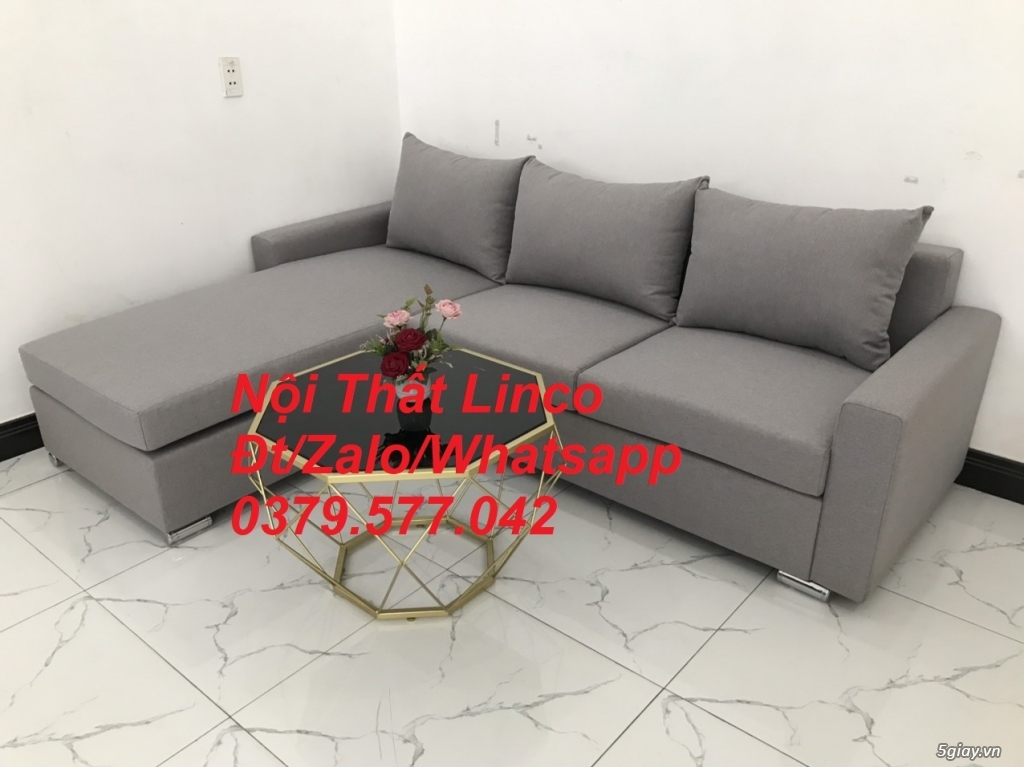 Sofa góc Bộ ghế sofa góc L xám trắng giá rẻ Nội thất Linco Lâm Đồng - 1