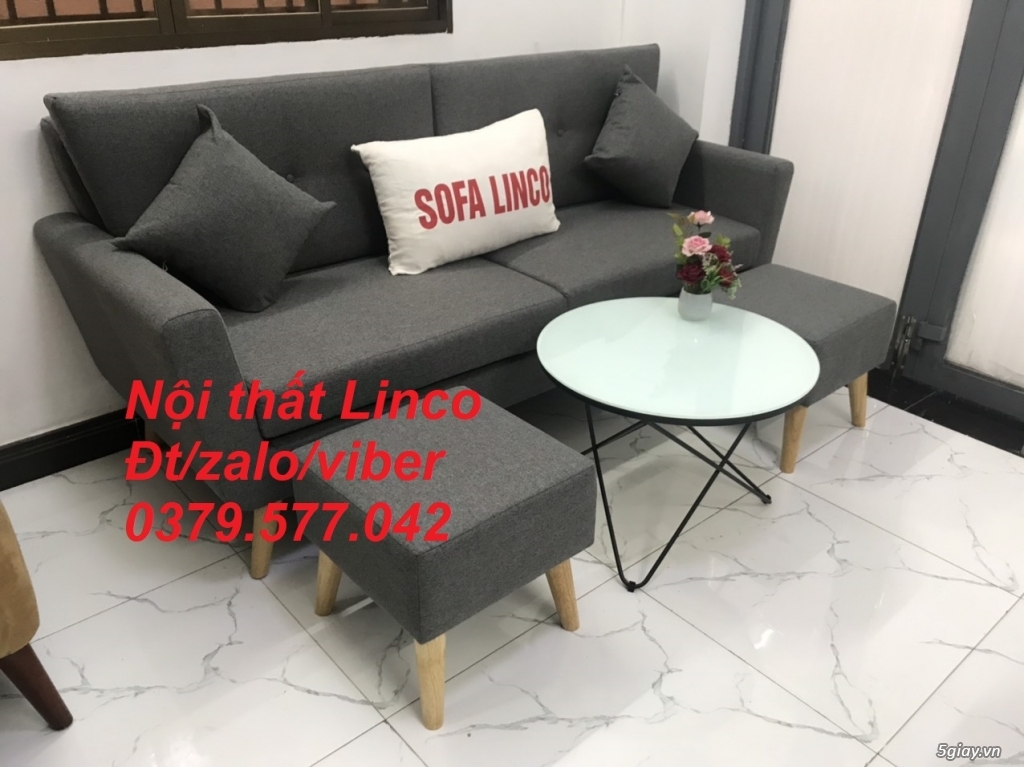 Bộ bàn ghế Sofa băng văng dài xám đậm đen lông chuột giá rẻ Tiền Giang - 5