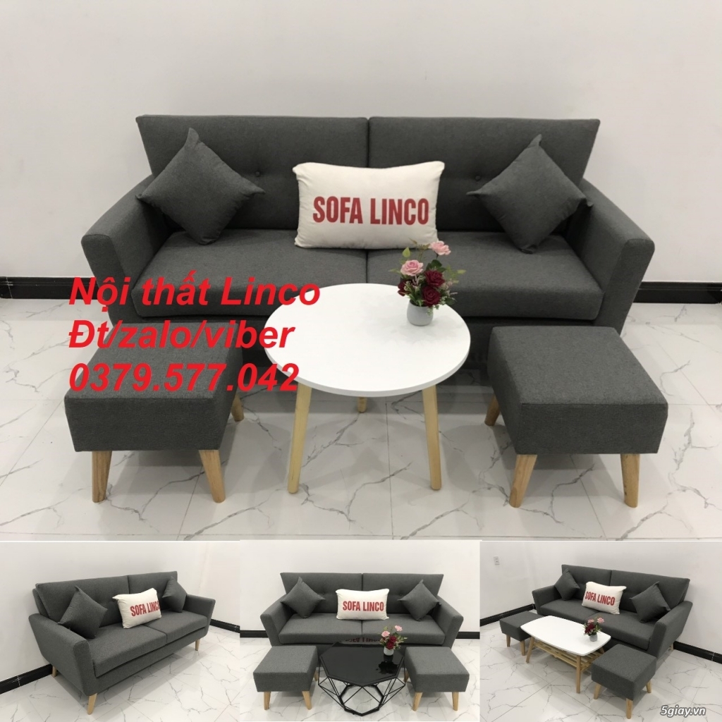 Bộ bàn ghế Sofa băng văng dài xám đậm đen lông chuột giá rẻ Tiền Giang