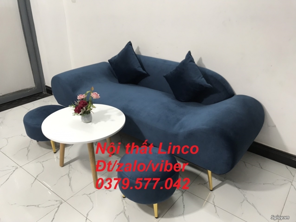 Bộ ghế sopha sofa văng băng thuyền màu xanh dương đậm giá rẻ Lâm Đồng - 2
