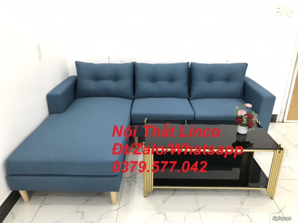 Ghế sofa góc phòng khách Sofa góc L xanh dương giá rẻ Linco Lâm Đồng - 3
