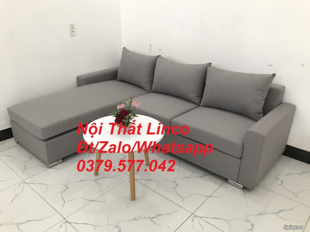 Sofa góc Bộ ghế sofa góc L xám trắng giá rẻ Nội thất Linco Lâm Đồng - 5