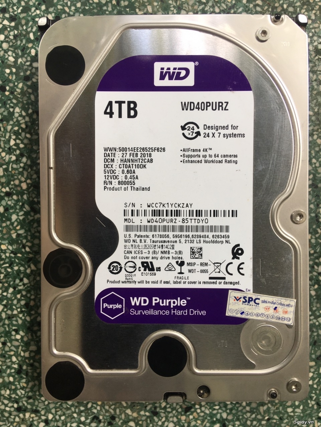 Cần bán HDD WD Purple (tím) 4T  (4000Gb) hình thật, bao test. Liên hệ: - 1