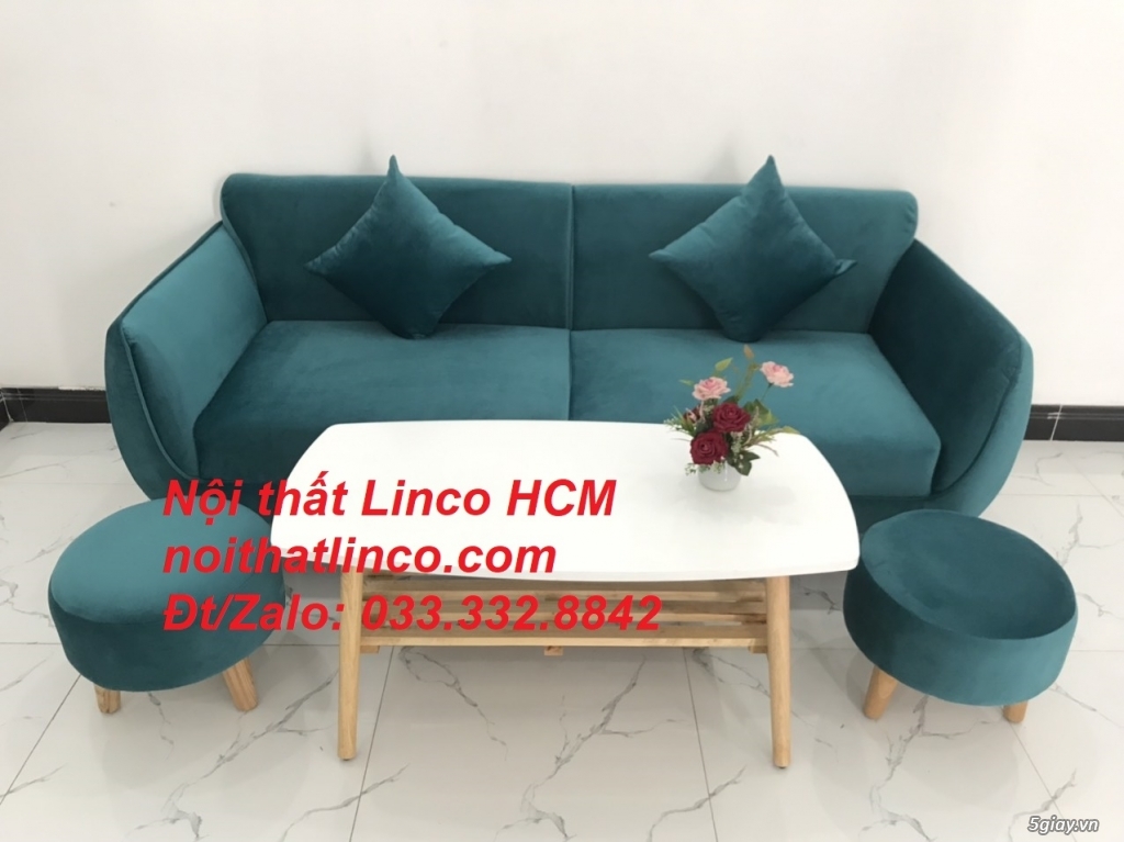 Bộ ghế sofa băng văng 1m9 xanh cổ vịt lá cây hiện đại Linco Tphcm HCM - 1