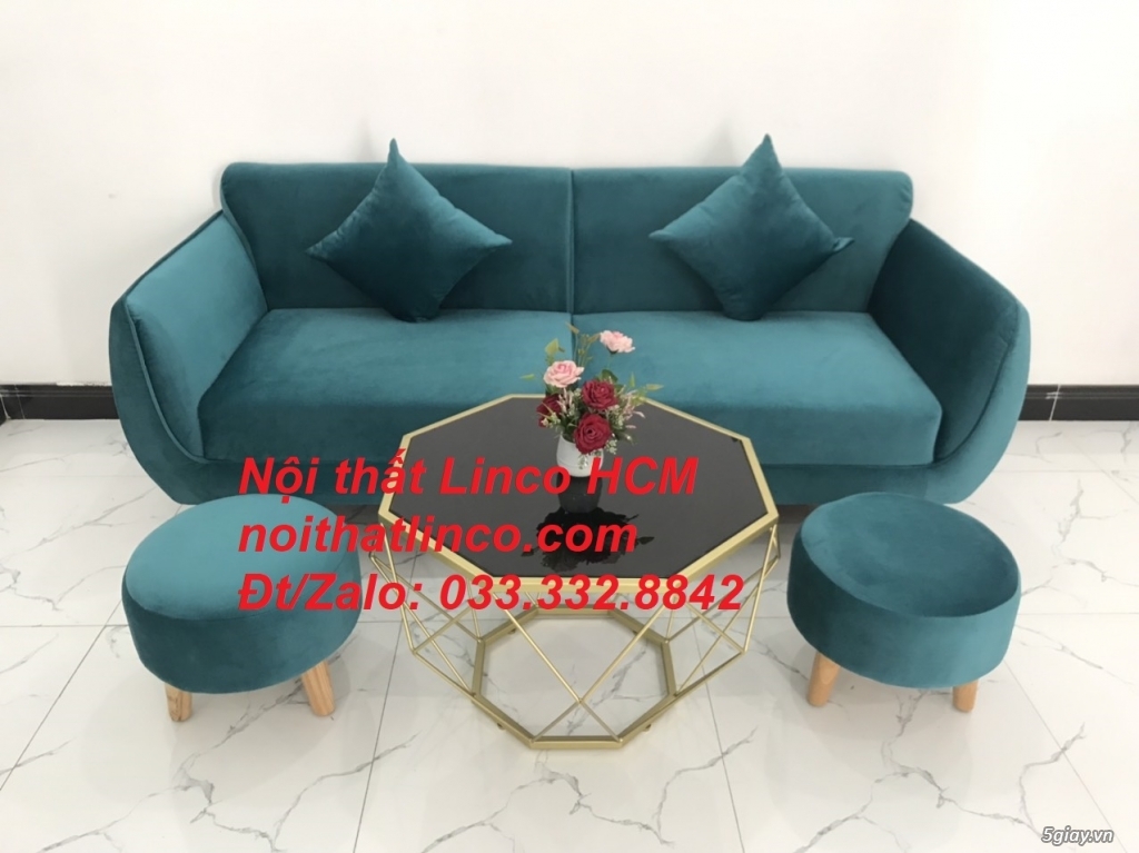 Bộ ghế sofa băng văng 1m9 xanh cổ vịt lá cây hiện đại Linco Tphcm HCM - 4
