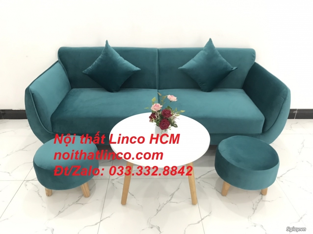 Bộ ghế sofa băng văng 1m9 xanh cổ vịt lá cây hiện đại Linco Tphcm HCM - 3