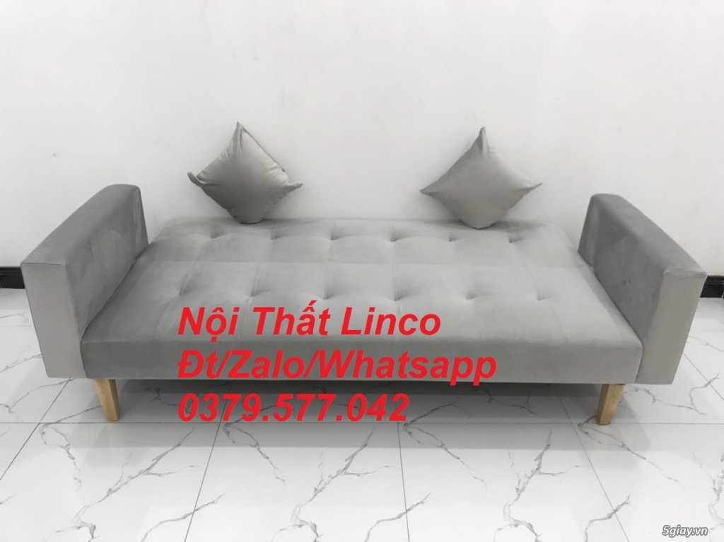 Bộ ghế sopha băng giường màu xám ghi nhung giá rẻ Linco Đồng Tháp - 4