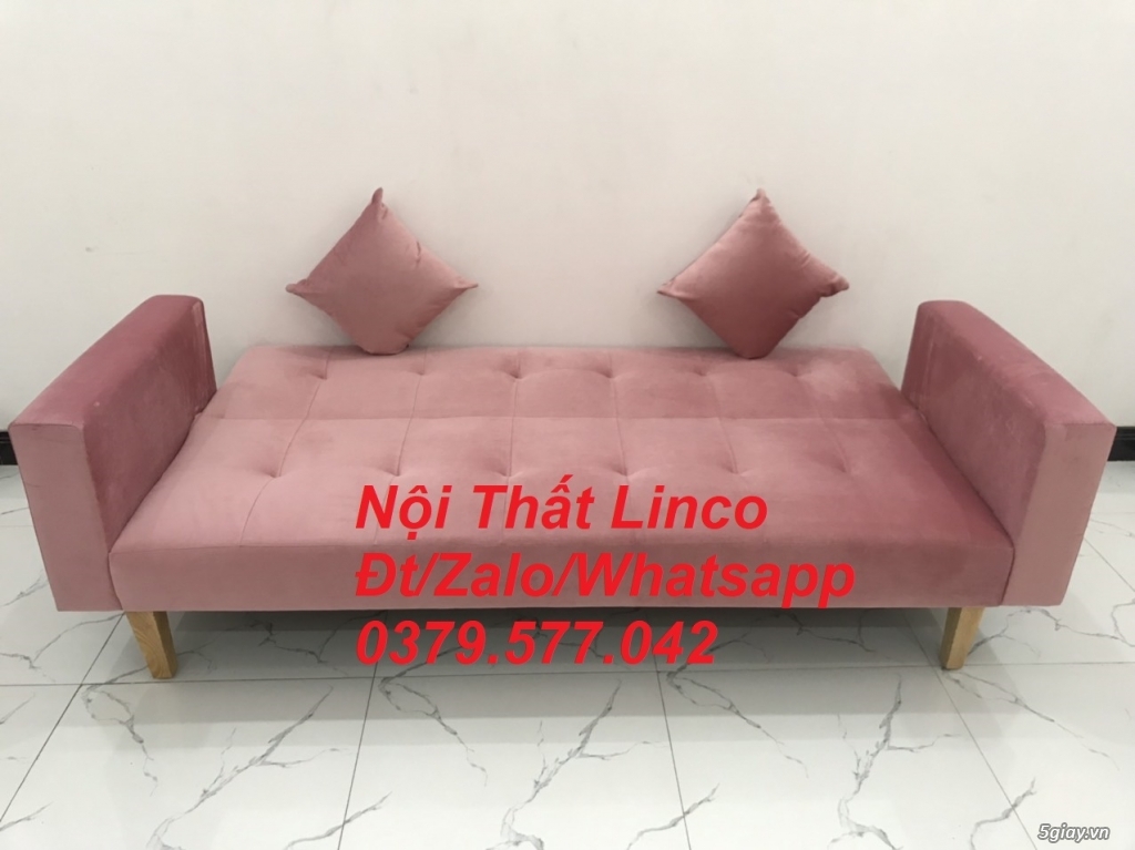 Ghế sopha giường bed màu hồng nhung giá rẻ Nội Thất Linco Bến Tre - 1