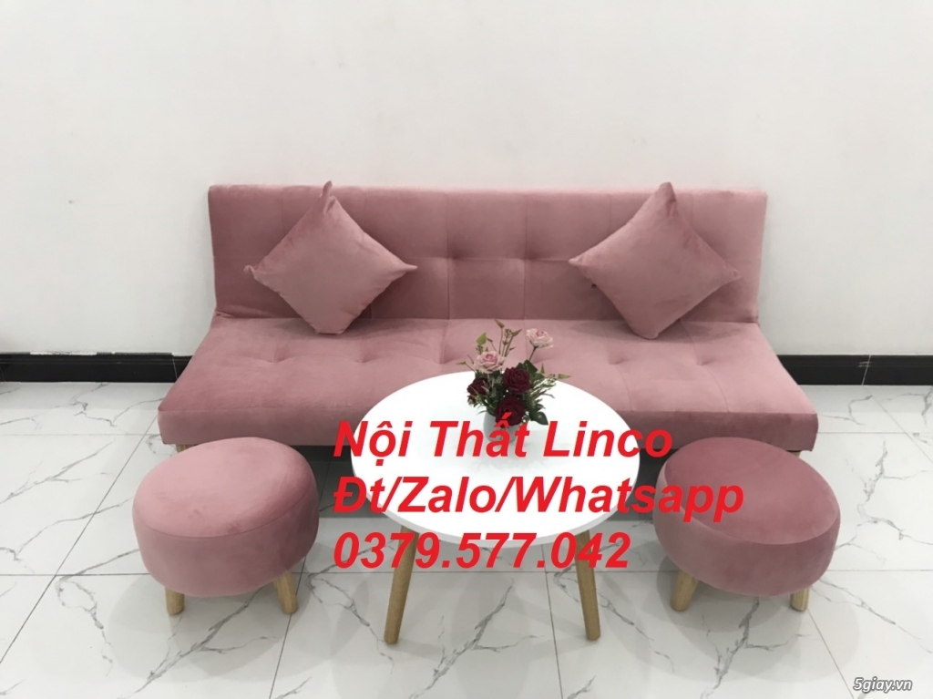 Bộ ghế sofa băng giường đa năng hồng phấn Nội thất Linco Đồng Tháp - 5