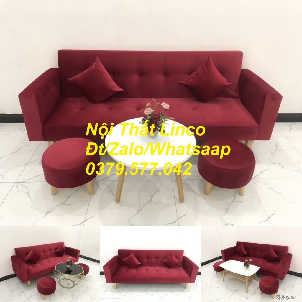 Bộ ghế sofa băng giường nằm đa năng đỏ đô Nội thất Linco Bình Phước