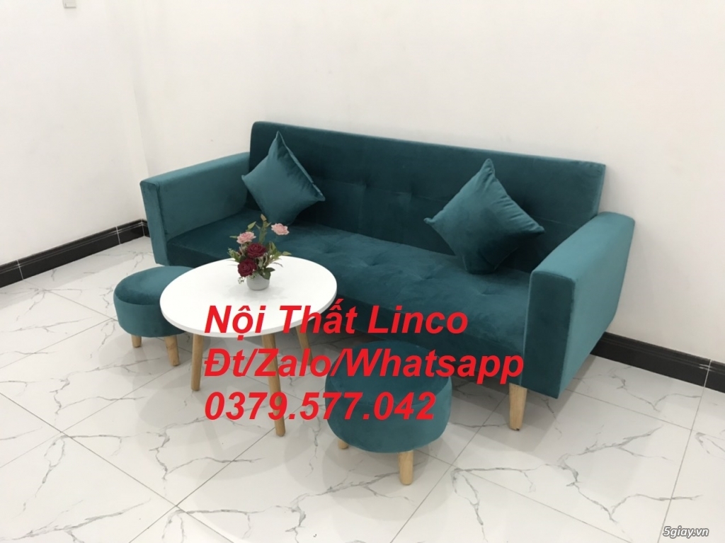 Bộ sofa băng giường đa năng xanh nhung giá rẻ Nội Thất Linco An Giang - 4