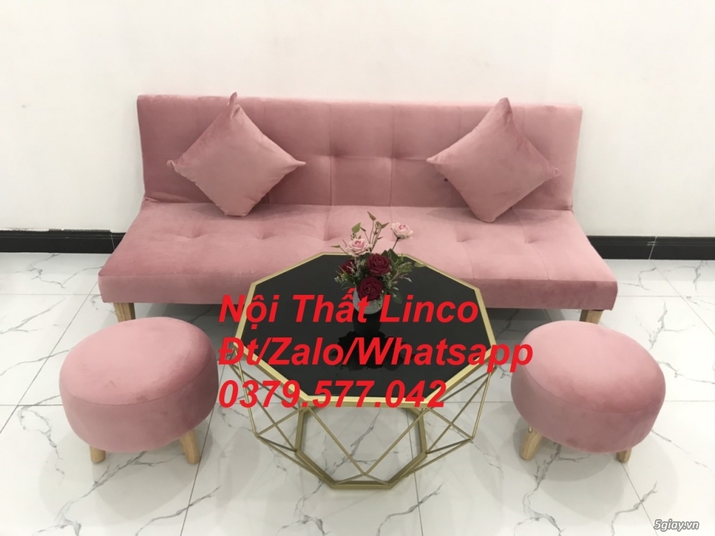 Bộ ghế sofa băng giường đa năng hồng phấn Nội thất Linco Đồng Tháp - 3