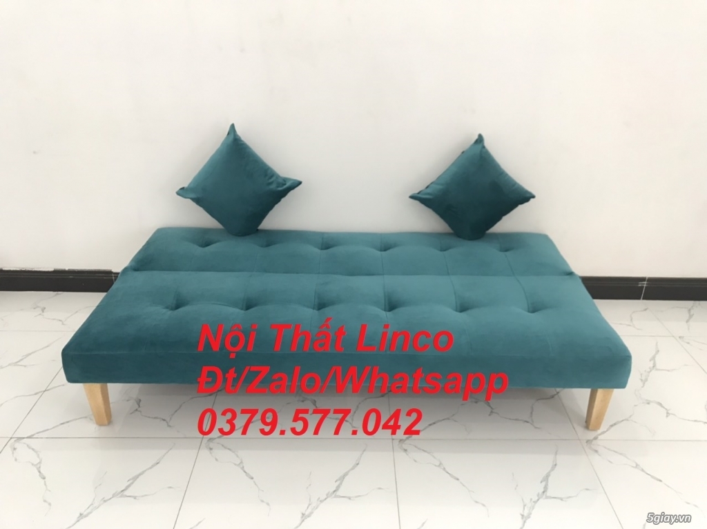 Bộ ghế sofa giường giá rẻ màu xanh nhung đậm Nội Thất Linco Vũng Tàu - 3
