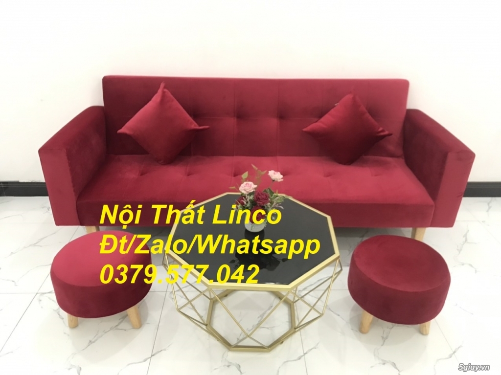 Bộ ghế sofa băng giường nằm đa năng đỏ đô Nội thất Linco Bình Phước - 5