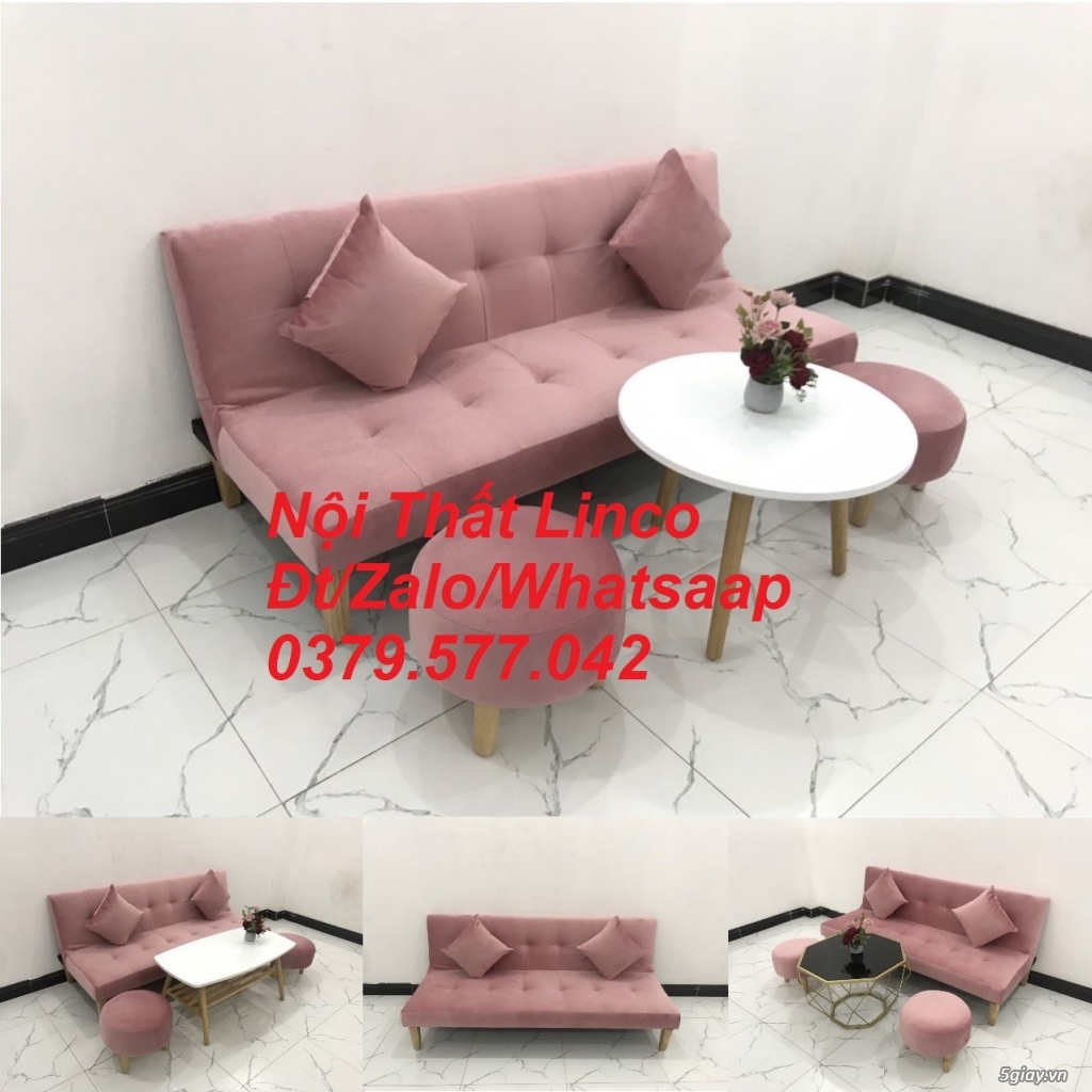 Bộ ghế sofa băng giường đa năng hồng phấn Nội thất Linco Đồng Tháp