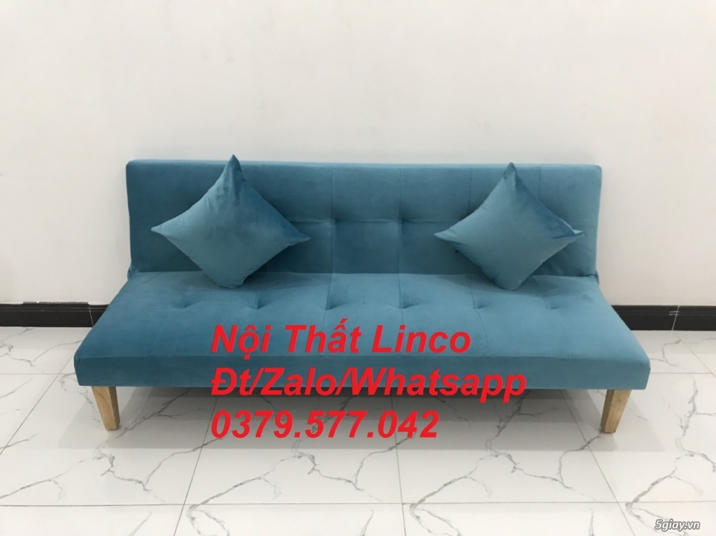 Ghế sofa giường giá rẻ màu xanh vải nhung Nội Thất Linco An Giang - 1