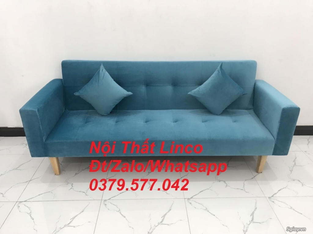 Ghế sofa băng bed màu xanh dương đậm nhung Nội Thất Linco Bến Tre - 1