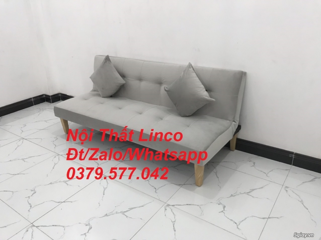 Bộ ghế sofa giường xám trắng vải nhung giá rẻ Nội thất Linco An Giang - 4