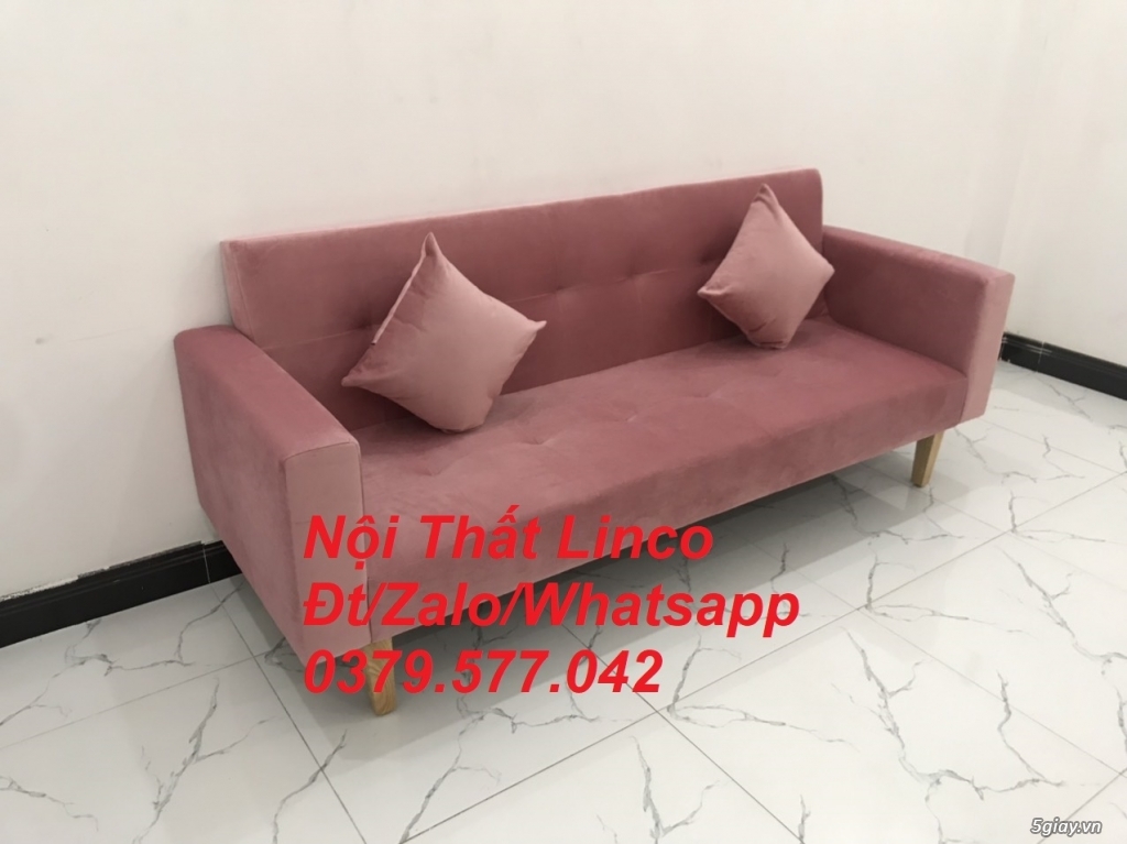 Ghế sopha giường bed màu hồng nhung giá rẻ Nội Thất Linco Bến Tre - 2