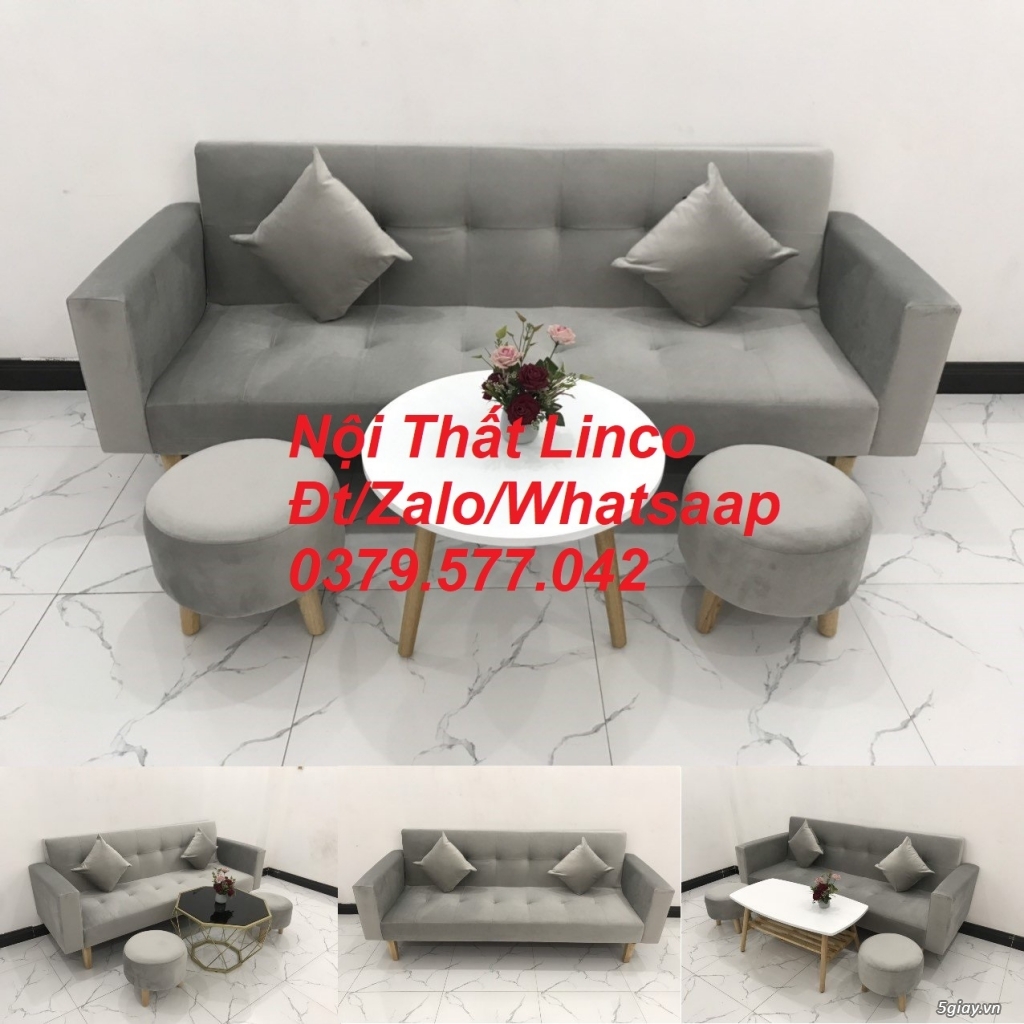 Bộ ghế sofa băng bật giường nằm xám ghi trắng Nội thất Linco Đắk Lắk