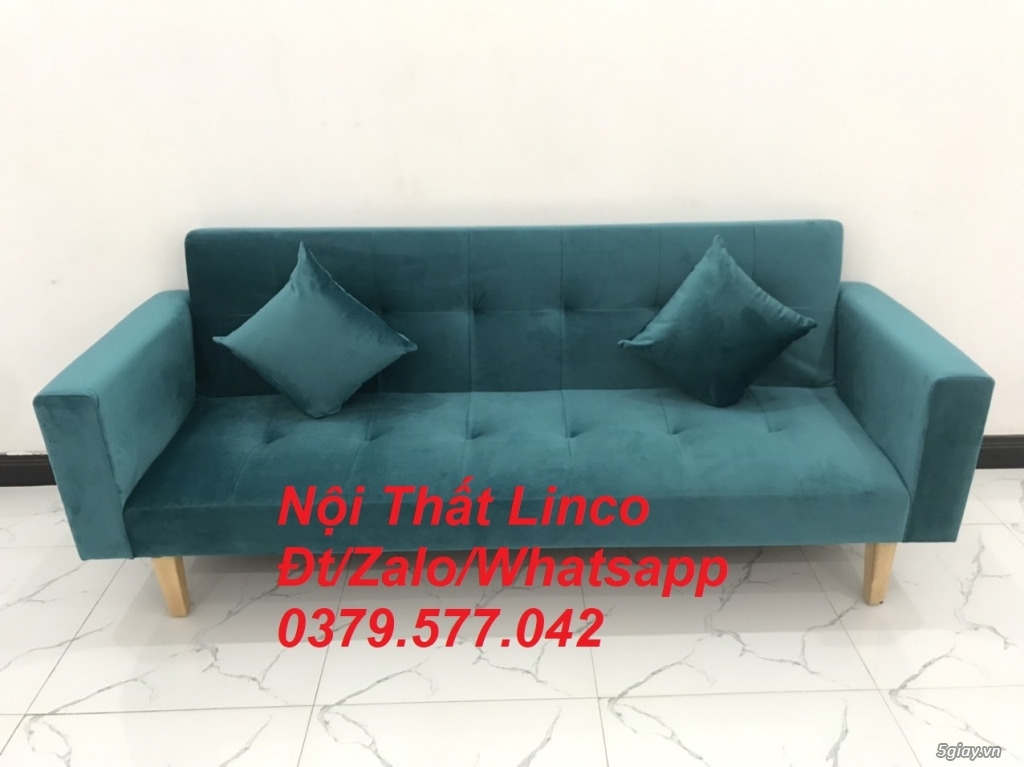 Bộ sofa băng giường đa năng xanh nhung giá rẻ Nội Thất Linco An Giang - 2