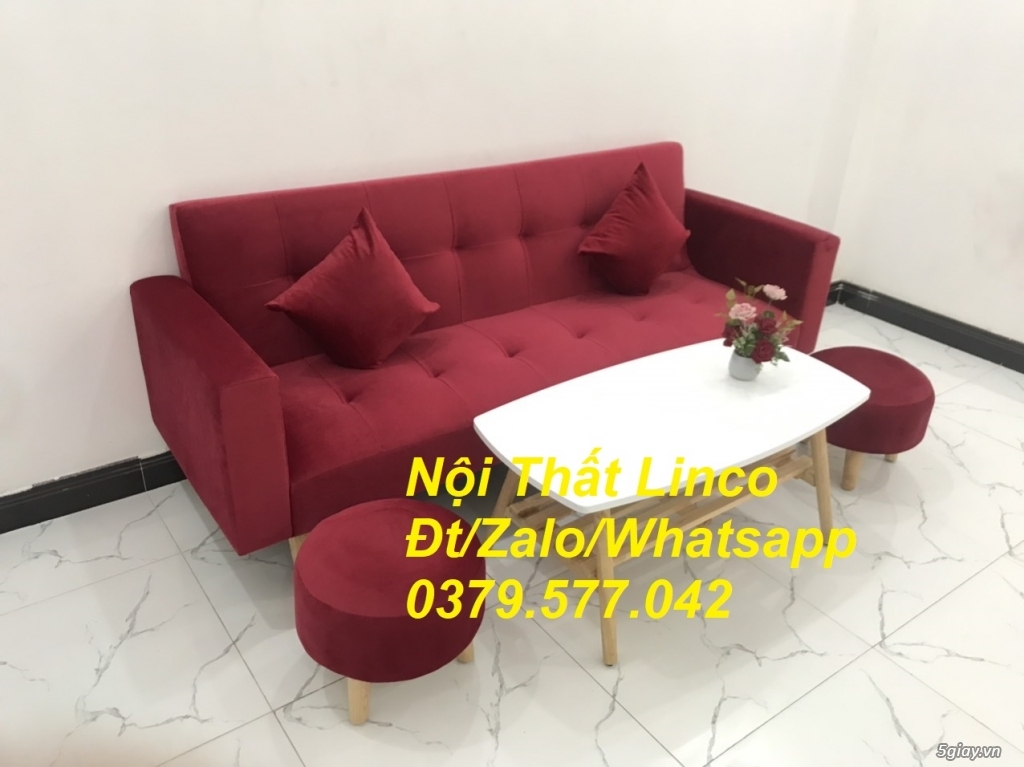 Bộ ghế sofa băng giường nằm đa năng đỏ đô Nội thất Linco Bình Phước - 3