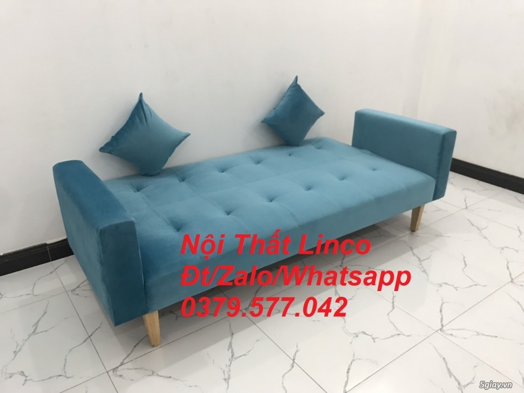 Ghế sofa băng bed màu xanh dương đậm nhung Nội Thất Linco Bến Tre - 2