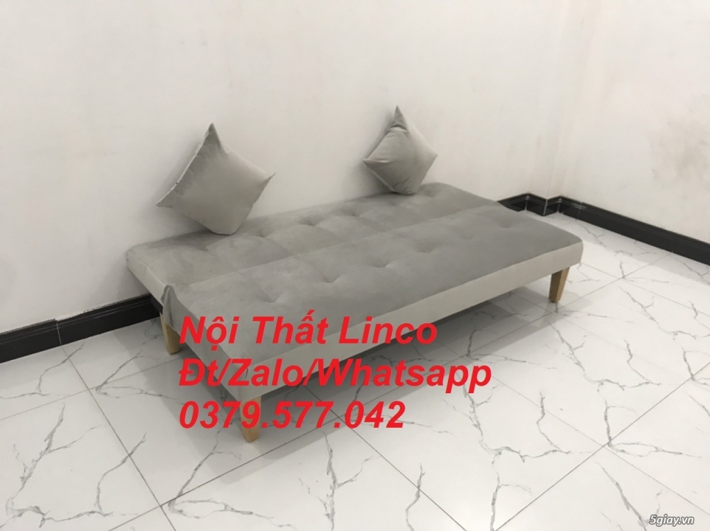 Bộ ghế sofa giường xám trắng vải nhung giá rẻ Nội thất Linco Cần Thơ - 2