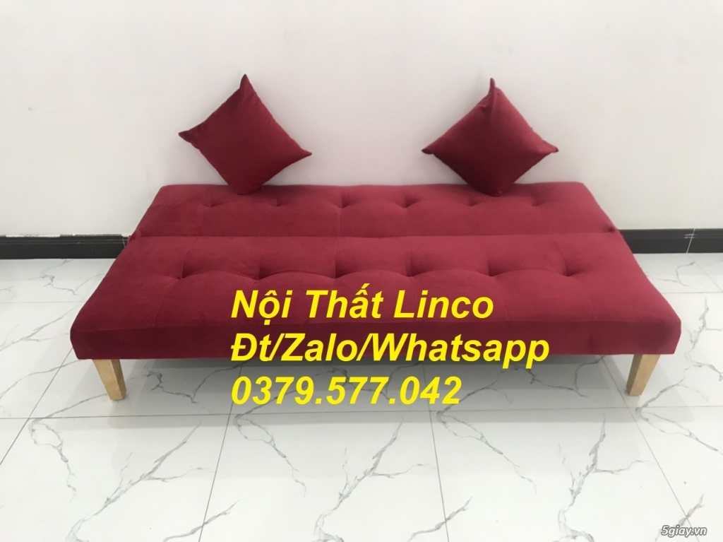 Bộ ghế sofa giường màu đỏ đô vải nhung Nội thất Linco Lâm Đồng - 3
